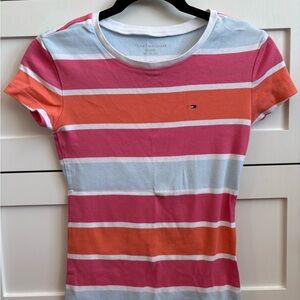 Tommy Hilfiger Women's Colorful Striped Tee - Pink, Orange, Blue